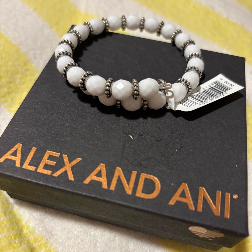 Alex and Ani Spirit Wrap, Cloud, White and Silver Beaded Bracelet, NWT